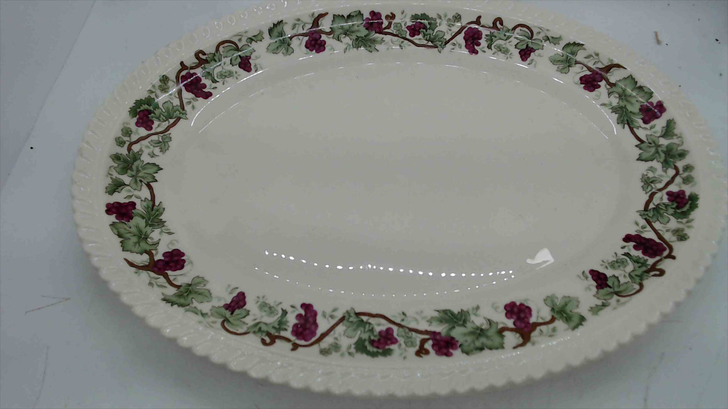 Pair of Vintage Harker Royal Gadroon Serving Platters – Grapevine Pattern – 12” Oval Plates