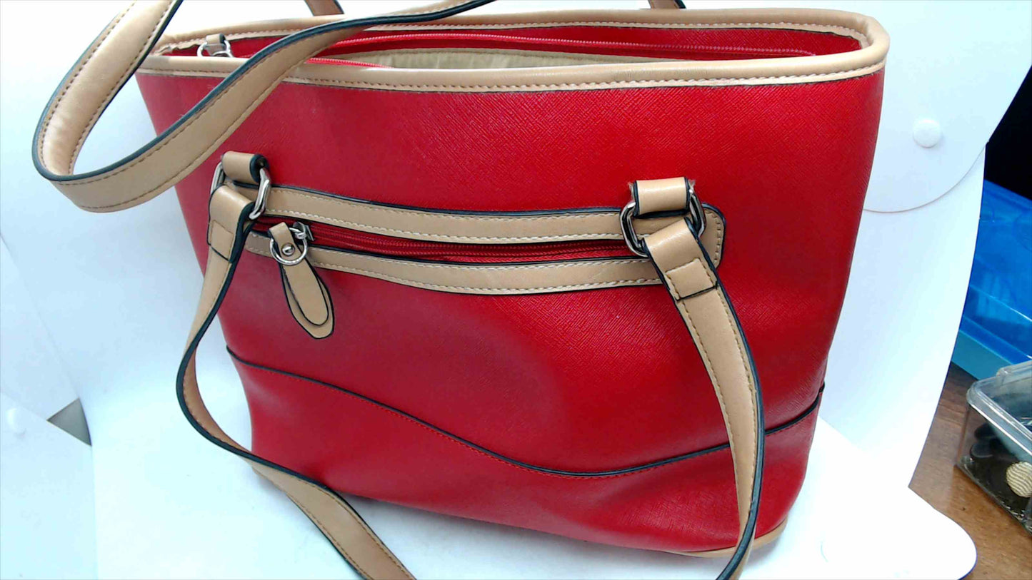 Giani Bernini Red Saffiano Tote Bag – Tan Trim – Shoulder/Handbag – Like New