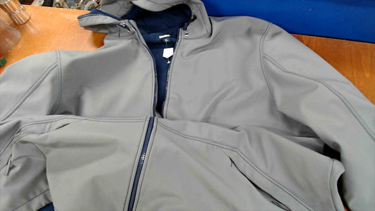 KingSize Men’s 3XL Big Softshell Hooded Jacket – Gray – Windproof Water-Resistant Fleece-Lined