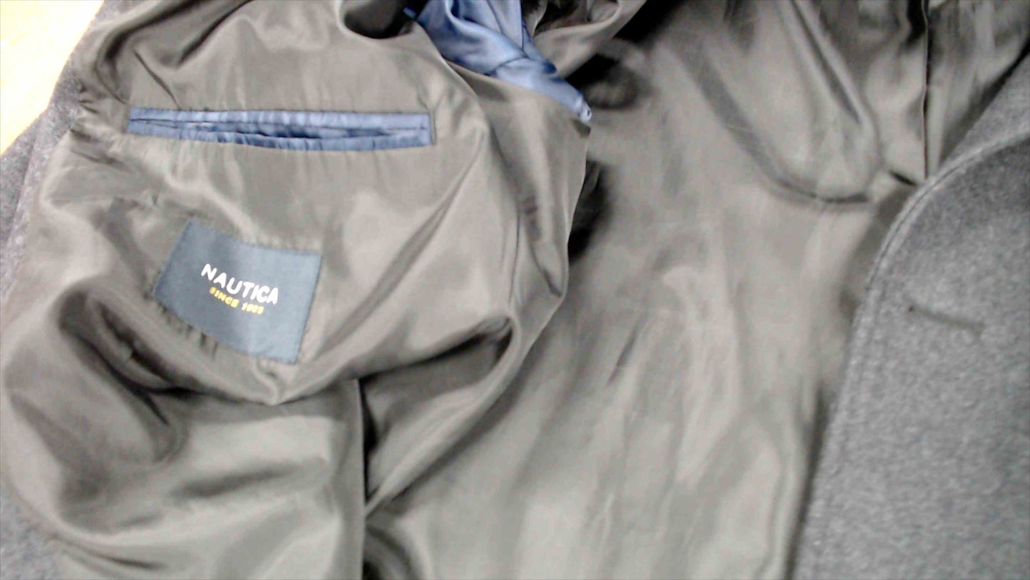 Nautica Men’s Wool Blend Overcoat – Size 52L – Charcoal Gray – Like New