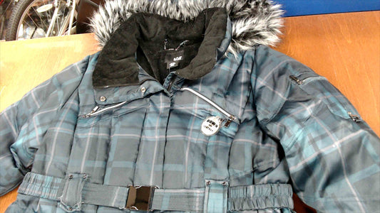 A.N.A Women’s 1X Insulated Plaid Winter Coat w/ Faux Fur Hood & Belted Waist
