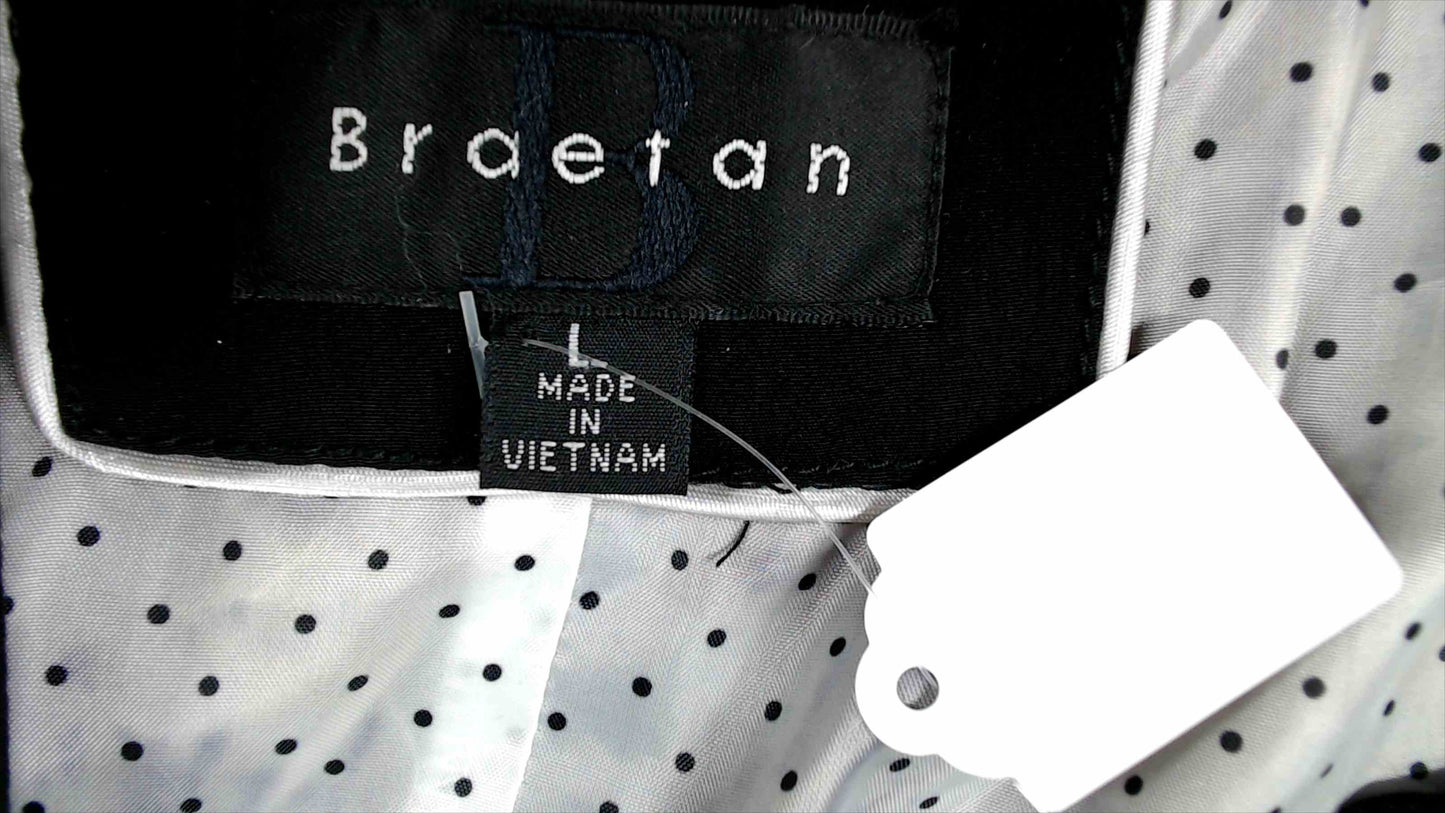 Braetan Women’s Black Hooded Coat – Size Large – 100% Polyester – Polka Dot Lining