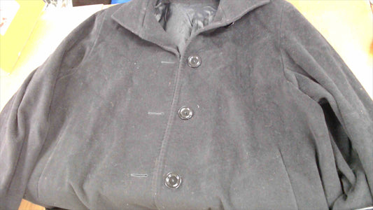 Women’s Wool Cashmere Blend Long Black Coat – Size 22 – Made for Rodel S.p.A. Italy