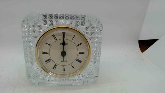 Vintage Staiger Quartz Crystal Desk Clock – Cut Glass Block – Roman Numerals – Made in France – 4"