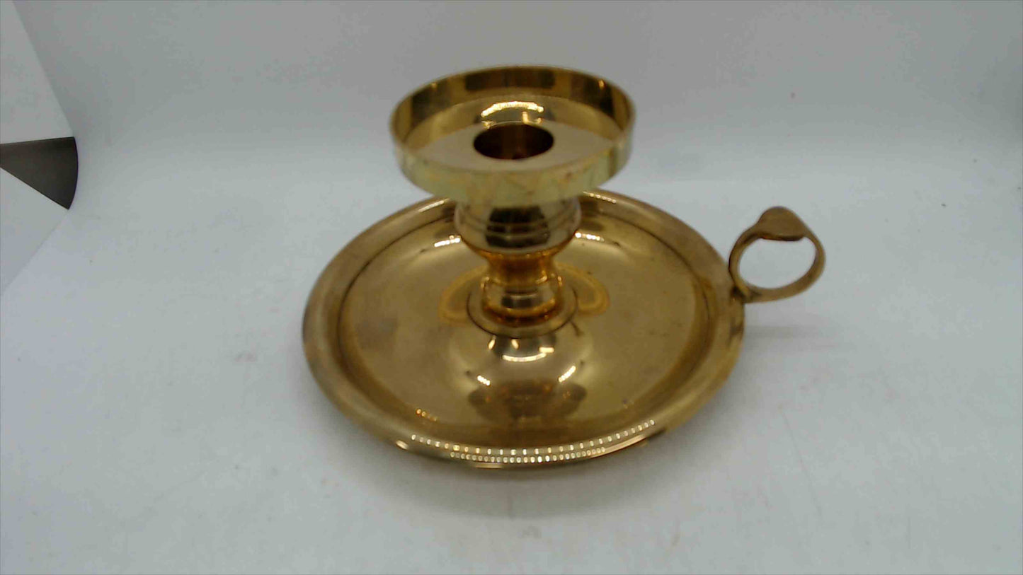 International Silver Co. Solid Brass Chamberstick Candle Holder – Hand Made – 3.5” Tall