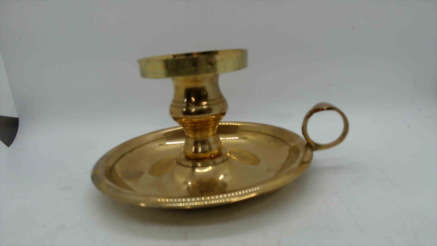 International Silver Co. Solid Brass Chamberstick Candle Holder – Hand Made – 3.5” Tall