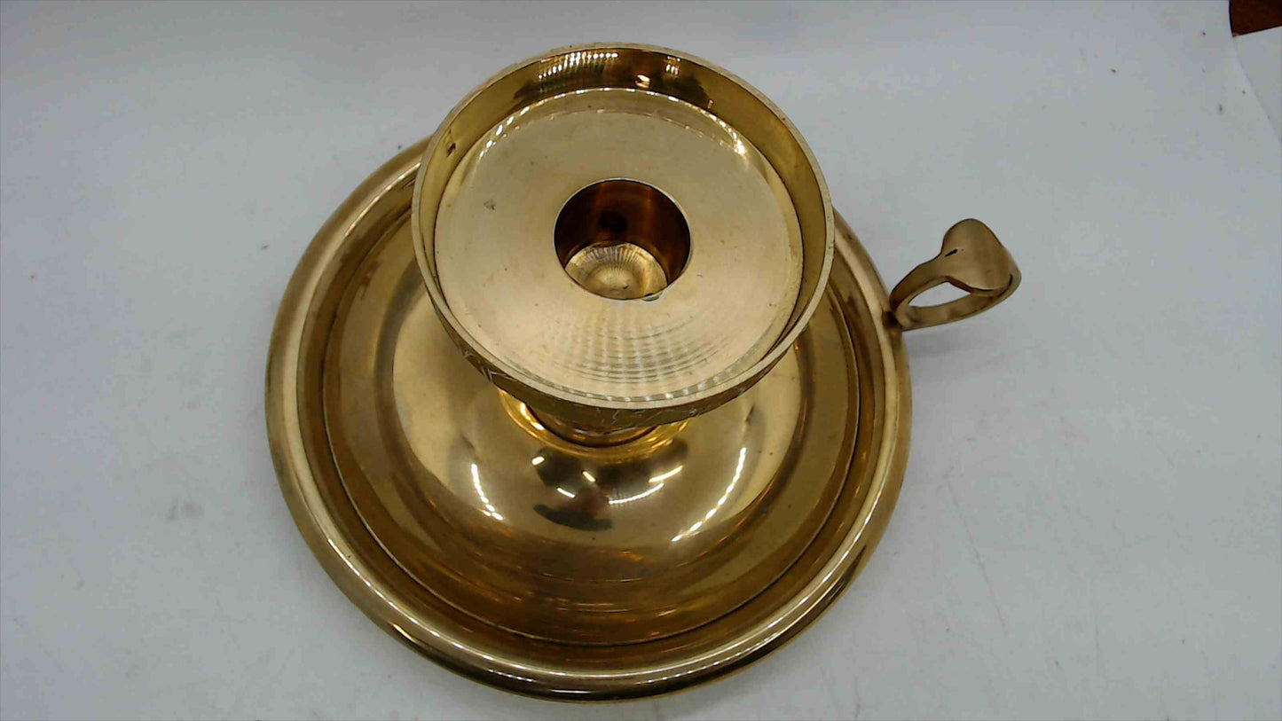 International Silver Co. Solid Brass Chamberstick Candle Holder – Hand Made – 3.5” Tall
