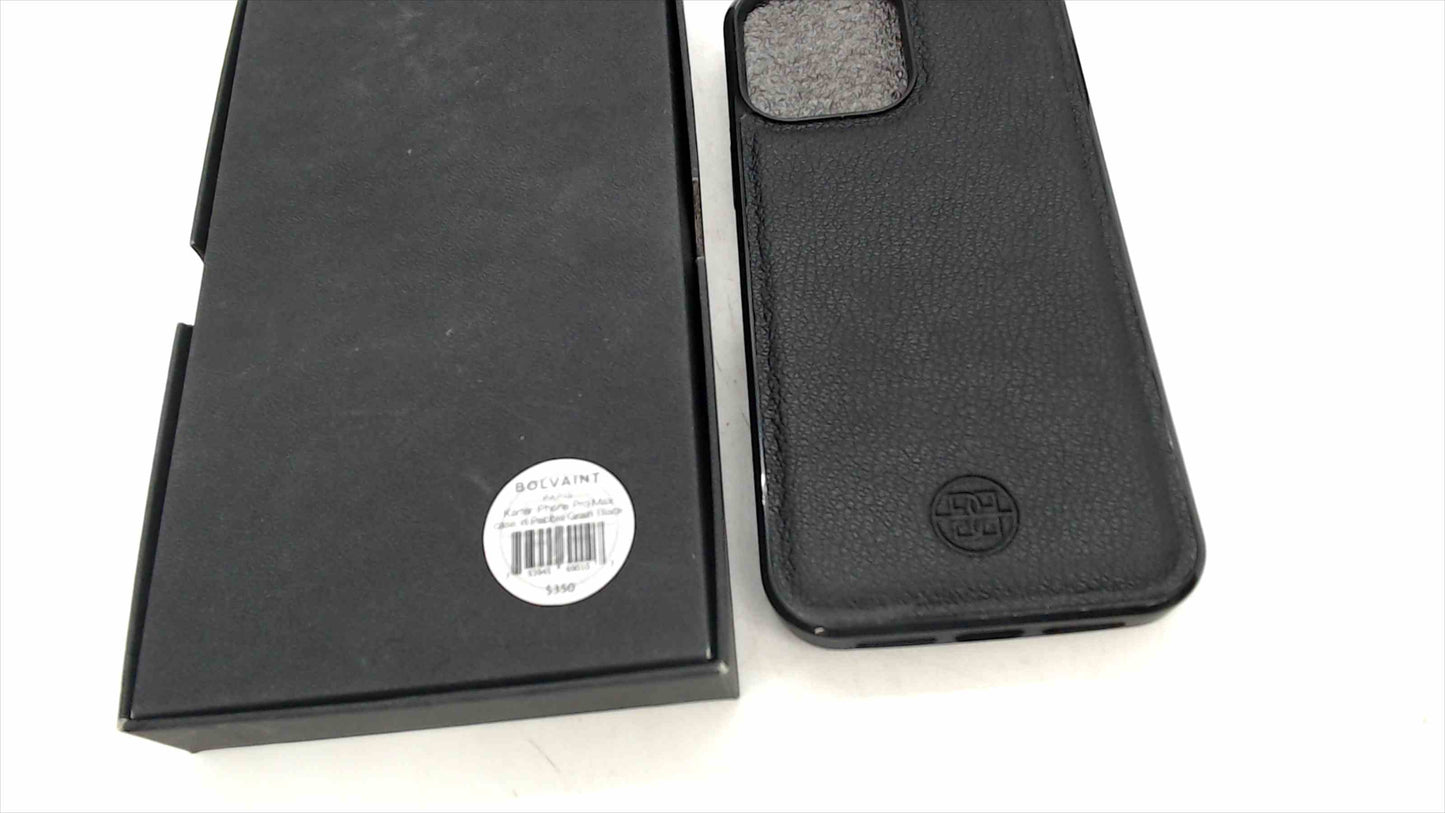 Bolvaint Paris Karter iPhone Pro Max Leather Case – Pebble Grain Black, With Box