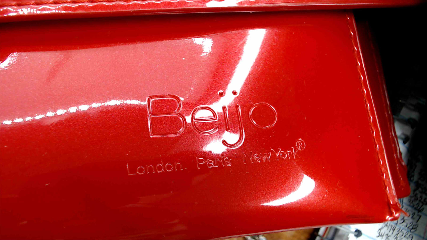 Beijo Red Patent Faux Leather Chain Shoulder Bag – Glossy Clutch Purse