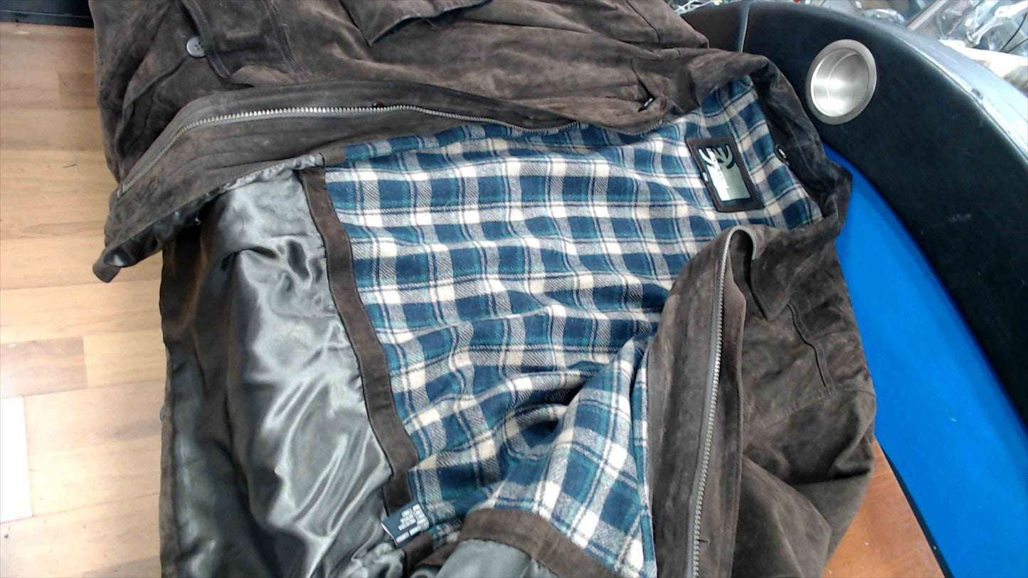 Boston Outfitters Men’s 2XB Genuine Leather Suede Jacket – Plaid Lined – Brown