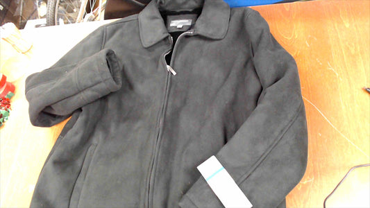 Perry Ellis Men’s Faux Suede Jacket w/ Faux Fur Lining – Black – Size XL – New With Tags