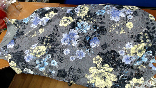 Attitudes by Renée Sleeveless Floral Lace Overlay Dress – 3XP – Gray Multi – Like New