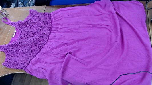 Destination Three Sixty Five Women’s 2X Sleeveless Crochet Bodice Maxi Dress – Magenta Pink