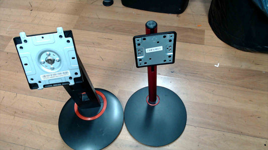 Pair of Adjustable Monitor Stands – 16" & 15" Tall | VESA Mount Compatible | Red & Black Bases