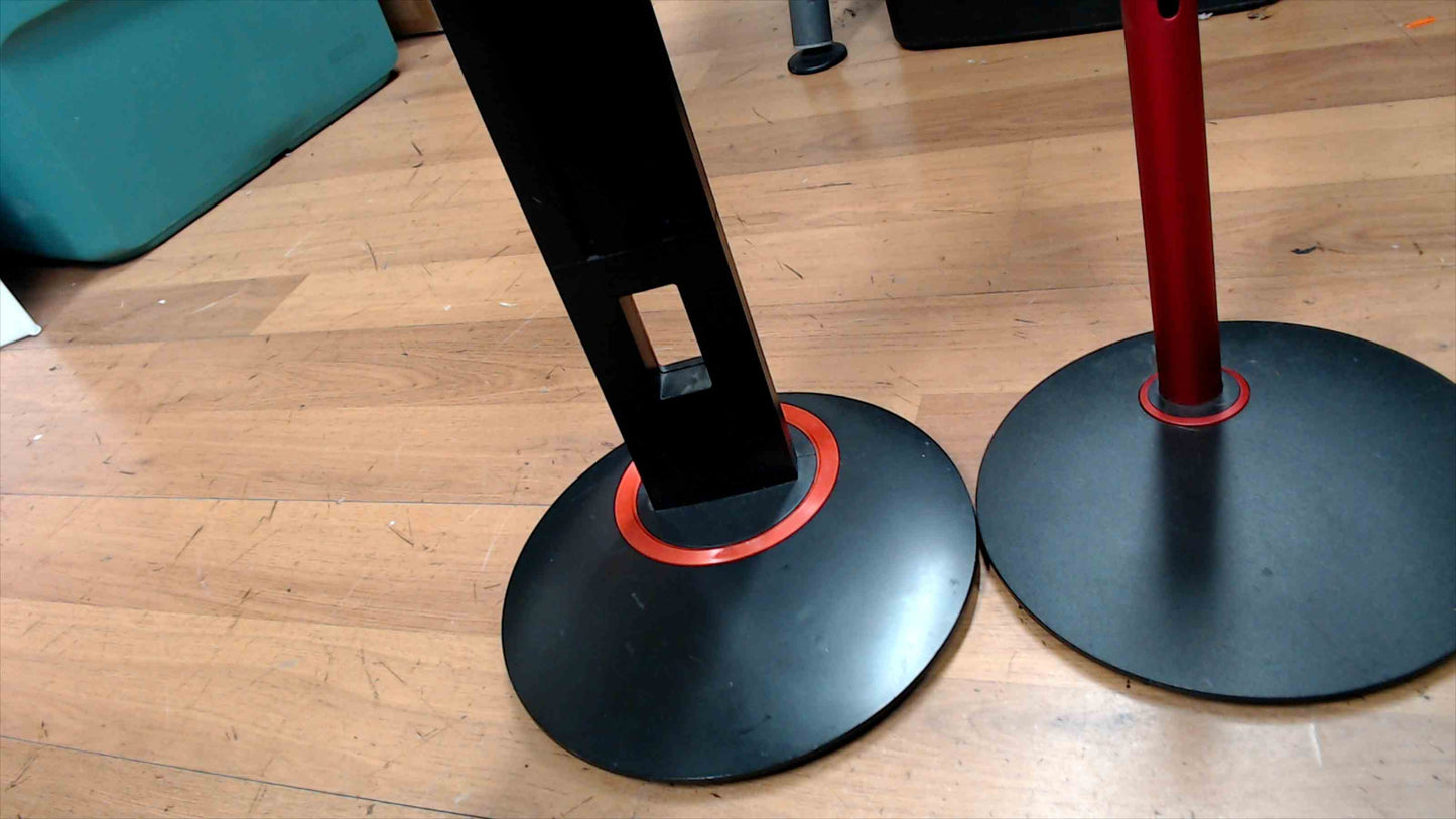 Pair of Adjustable Monitor Stands – 16" & 15" Tall | VESA Mount Compatible | Red & Black Bases