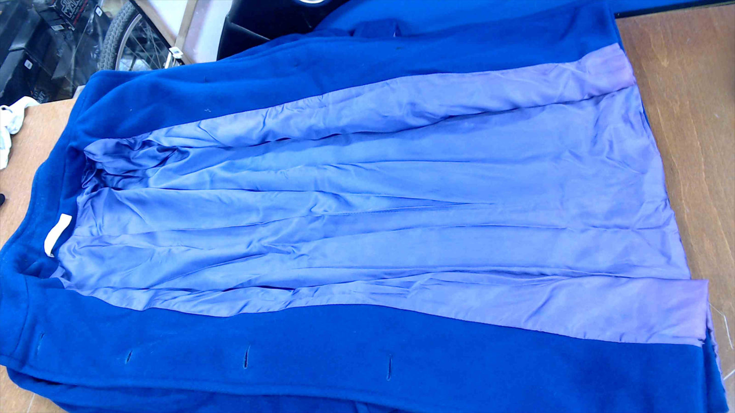 Larry Levine Women’s Wool-Blend Overcoat – Royal Blue, Button Front, Size 10