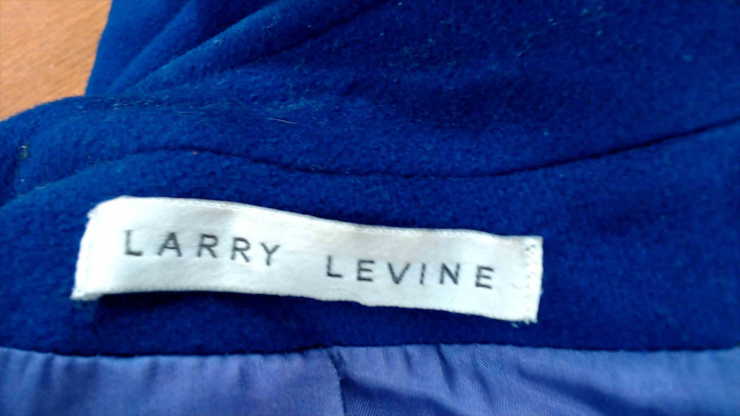 Larry Levine Women’s Wool-Blend Overcoat – Royal Blue, Button Front, Size 10