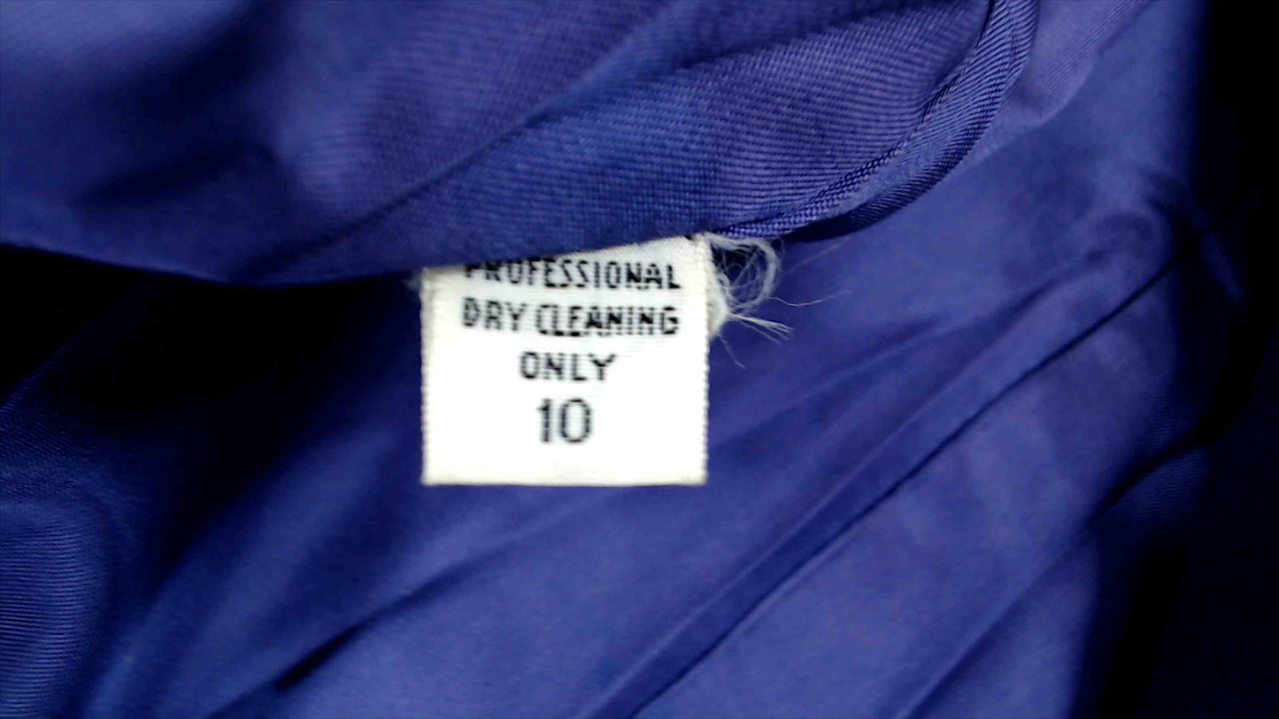 Larry Levine Women’s Wool-Blend Overcoat – Royal Blue, Button Front, Size 10