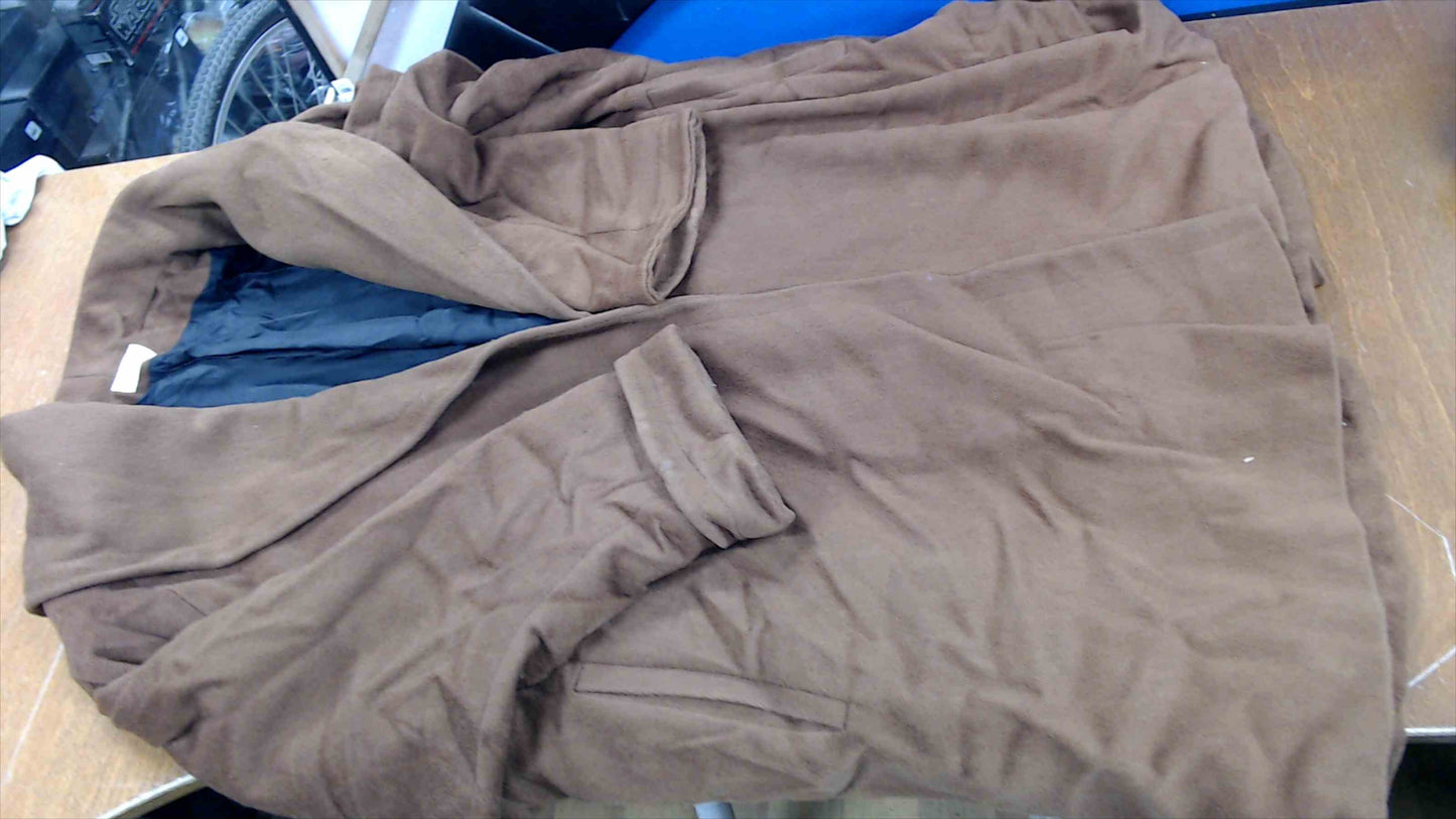 Vintage Moda International Wool Blend Overcoat – Brown Long Coat, 80/20 Wool Nylon, Lined – Size Medium/Large (Unisex Style)