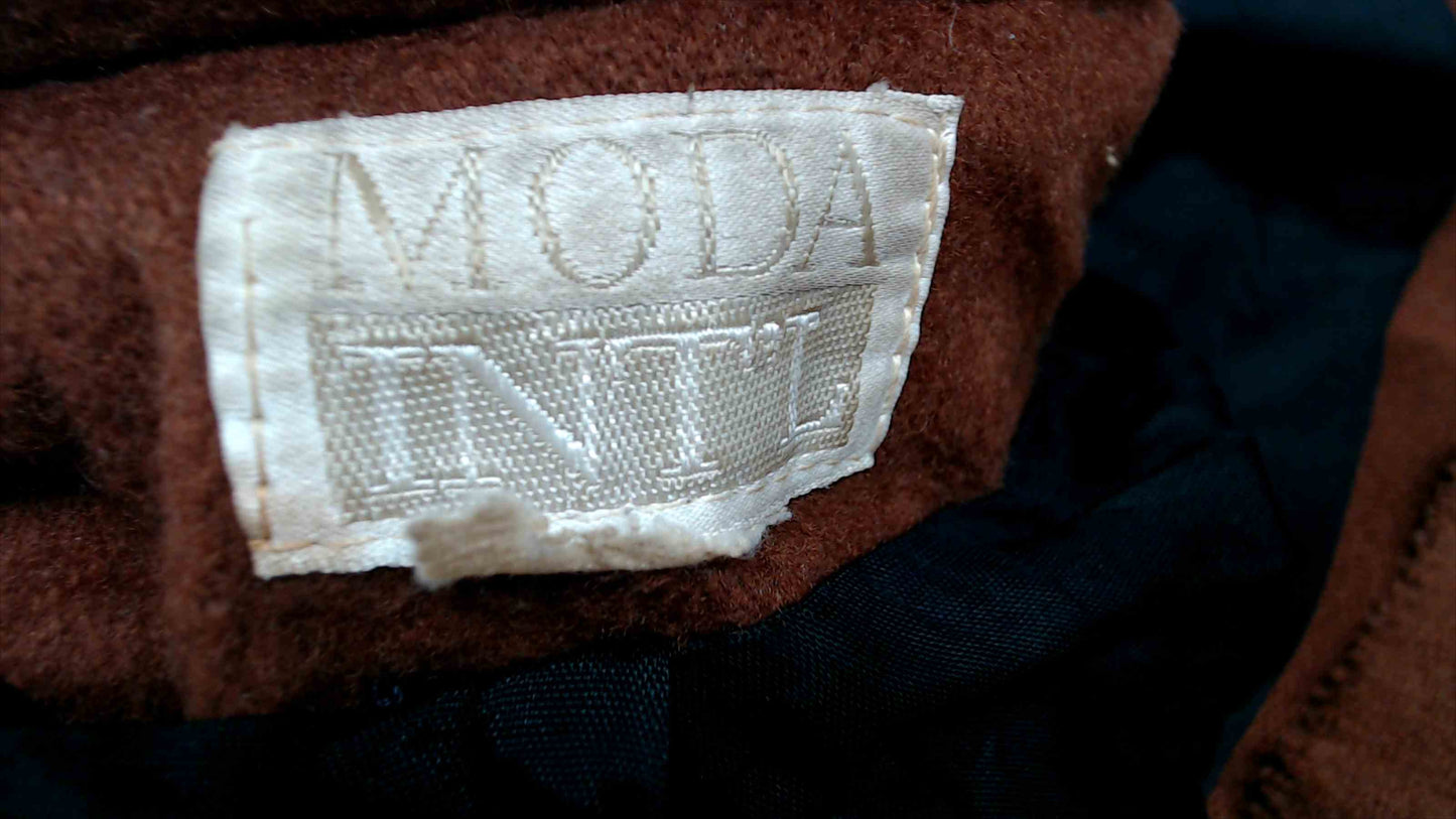 Vintage Moda International Wool Blend Overcoat – Brown Long Coat, 80/20 Wool Nylon, Lined – Size Medium/Large (Unisex Style)
