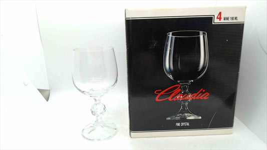 Claudia Fine Crystal Wine Glasses – Set of 4 – 190 ml – Vintage Cut Crystal Goblets, 6" Tall – New in Box