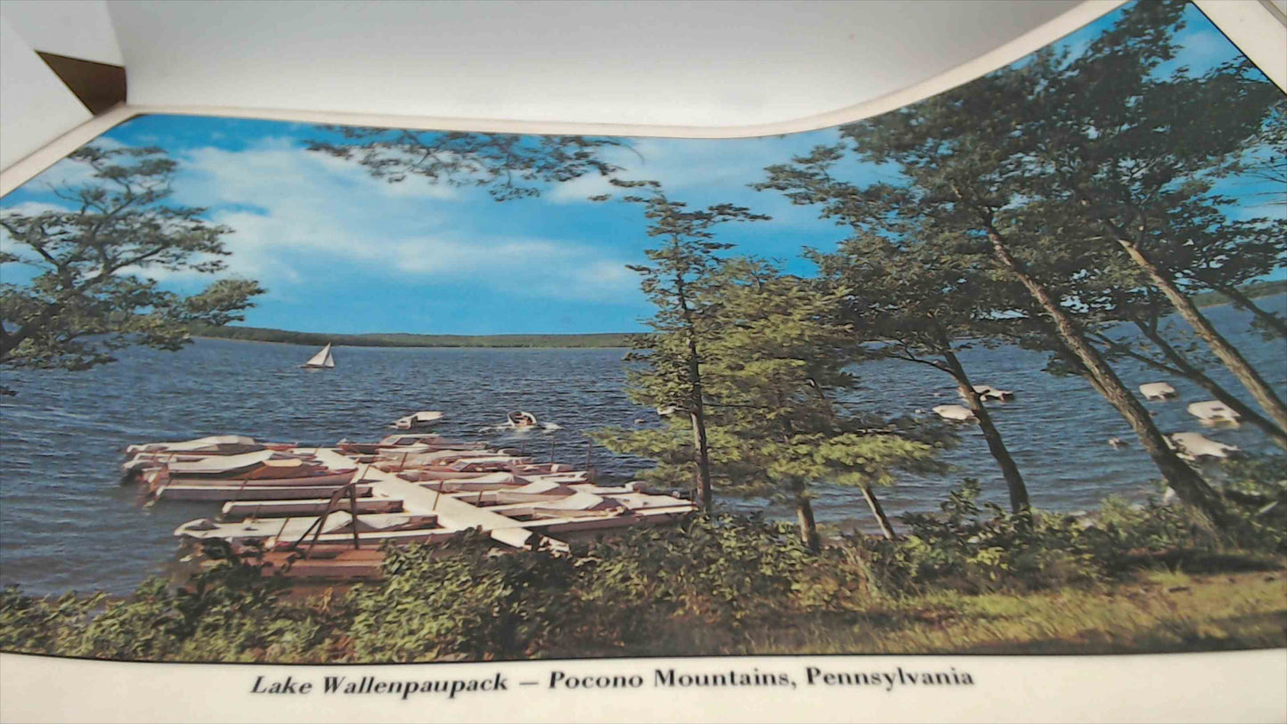 Set of 6 Vintage Pocono Mountains Laminated Placemats – Scenic Pennsylvania Prints – 12x17