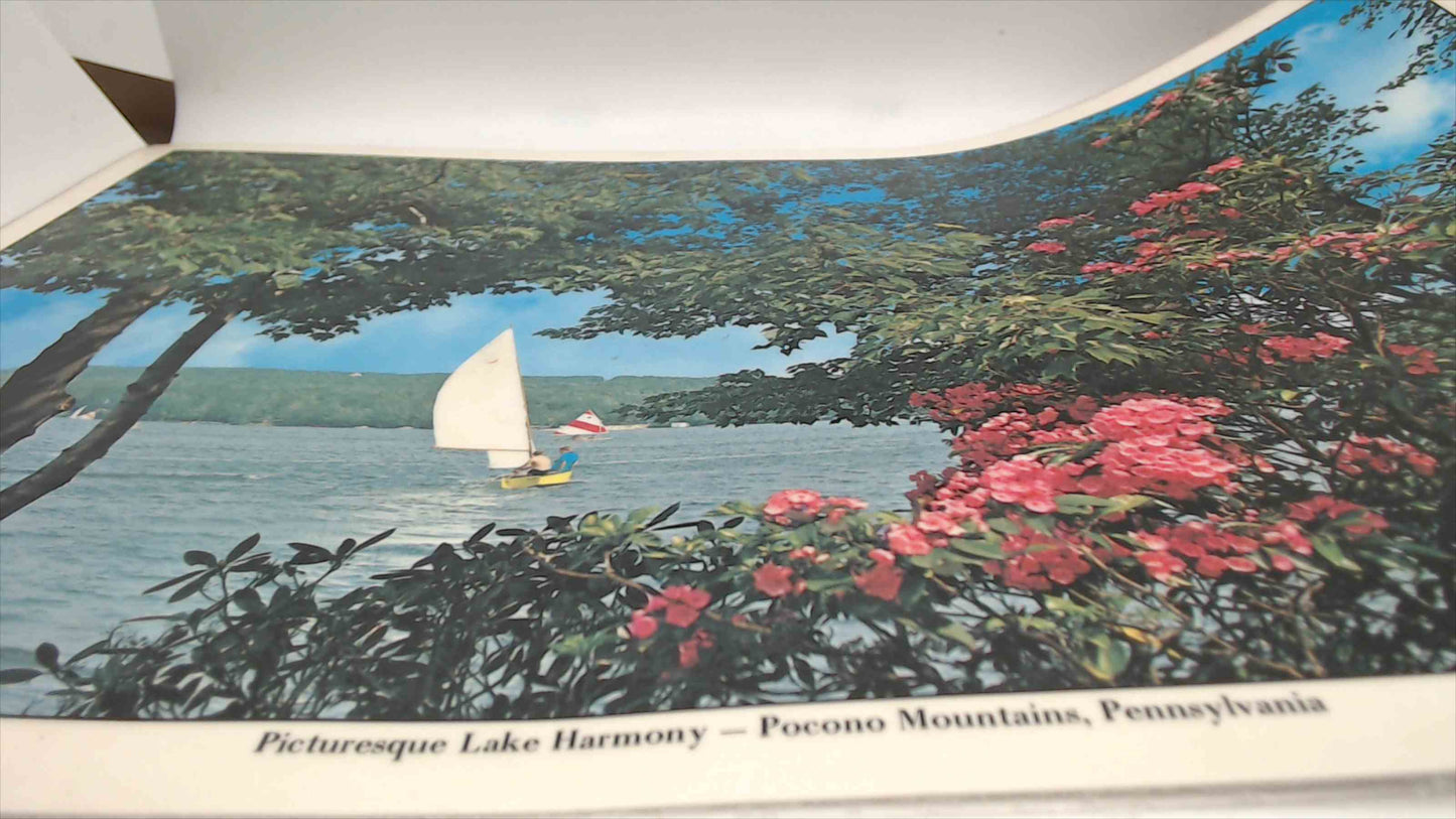 Set of 6 Vintage Pocono Mountains Laminated Placemats – Scenic Pennsylvania Prints – 12x17