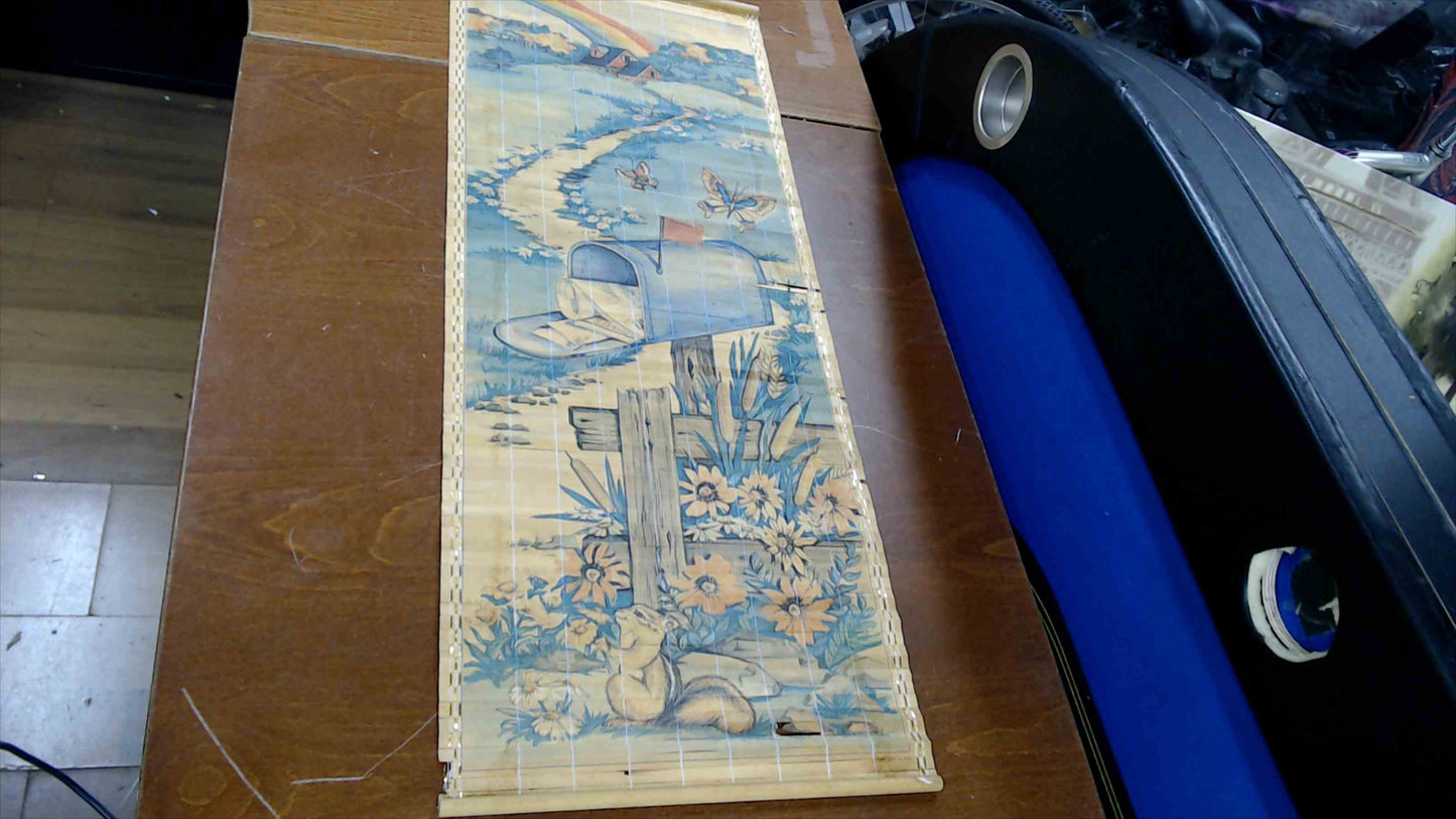 Vintage 1985 Bamboo Wall Calendar – “Friends Are Forever” & Country Mailbox Scene – Double-Sided Hanging Art
