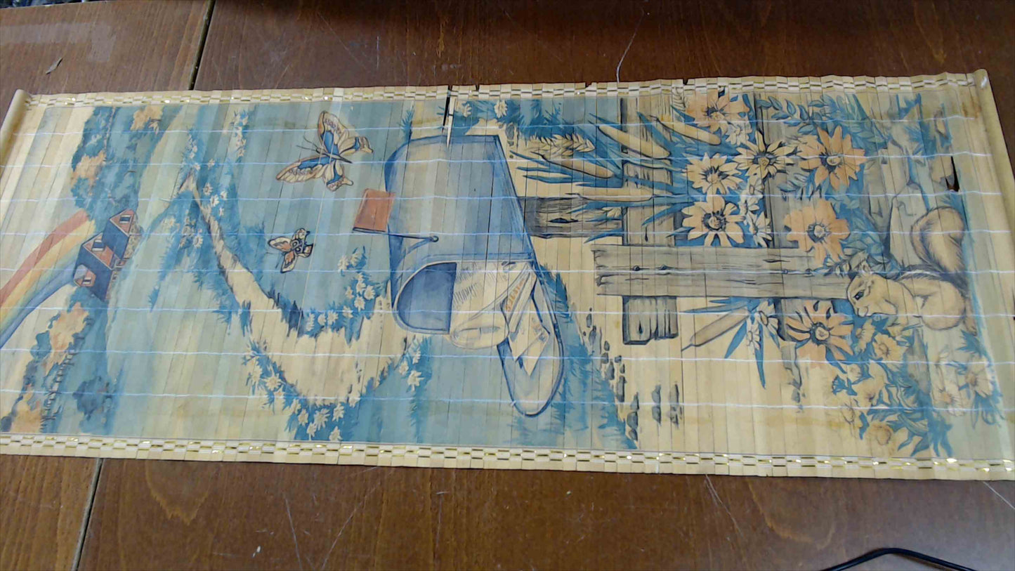 Vintage 1985 Bamboo Wall Calendar – “Friends Are Forever” & Country Mailbox Scene – Double-Sided Hanging Art
