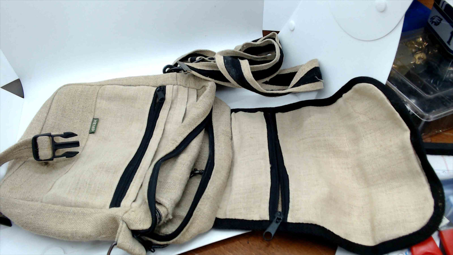 Ecolution Eco-Hemp Messenger Shoulder Bag – Natural Canvas, Multi-Pocket, Adjustable Strap