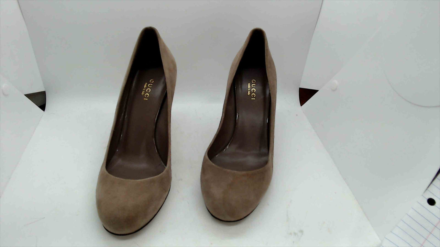 Authentic Gucci Suede Platform Pumps – Beige/Taupe – Size 37.5 (US 7.5)