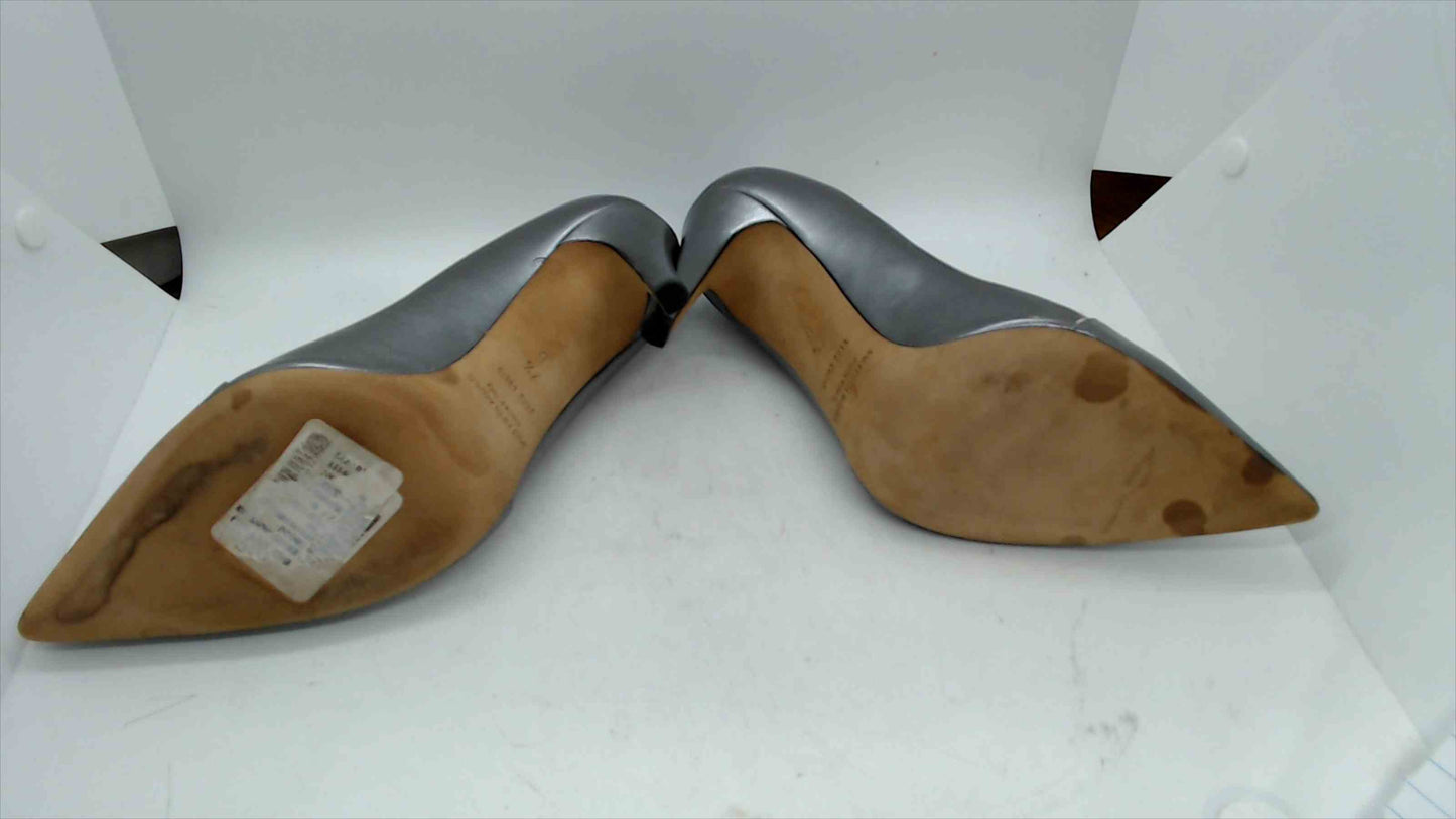 Saks Fifth Avenue Metallic Silver Pointed Toe Pumps – Made in Italy – Size 7.5B