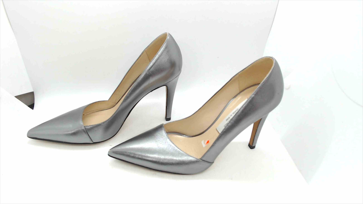 Saks Fifth Avenue Metallic Silver Pointed Toe Pumps – Made in Italy – Size 7.5B