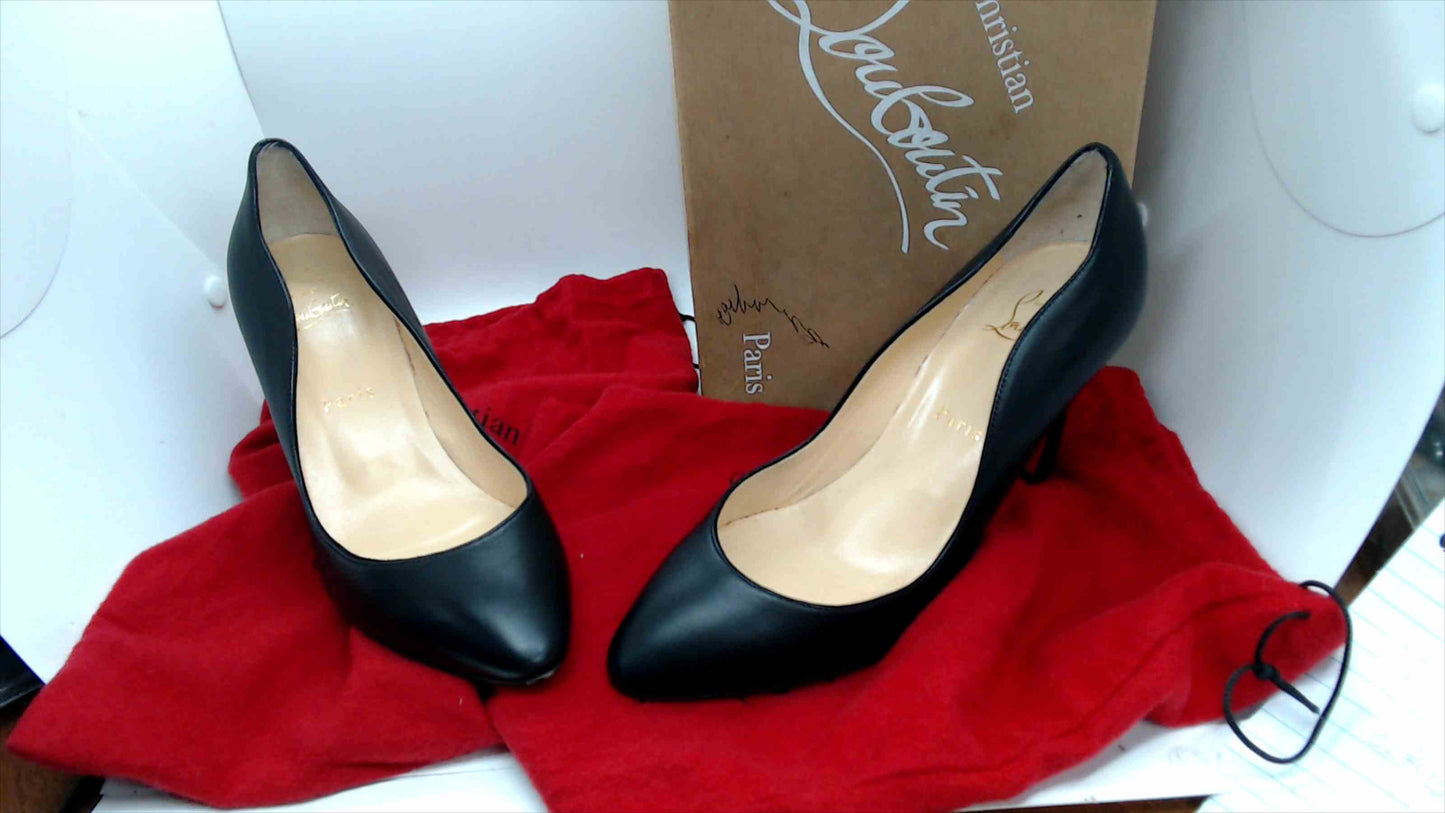 Christian Louboutin Black Leather Pumps Red Bottom Heels Size 38 EU (US 7.5)