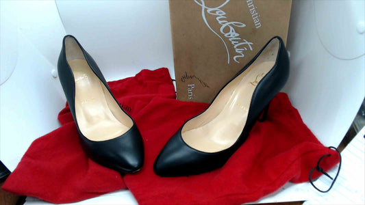 Christian Louboutin Black Leather Pumps Red Bottom Heels Size 38 EU (US 7.5)