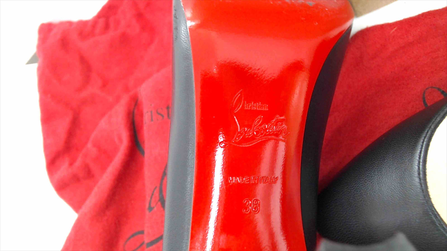 Christian Louboutin Black Leather Pumps Red Bottom Heels Size 38 EU (US 7.5)