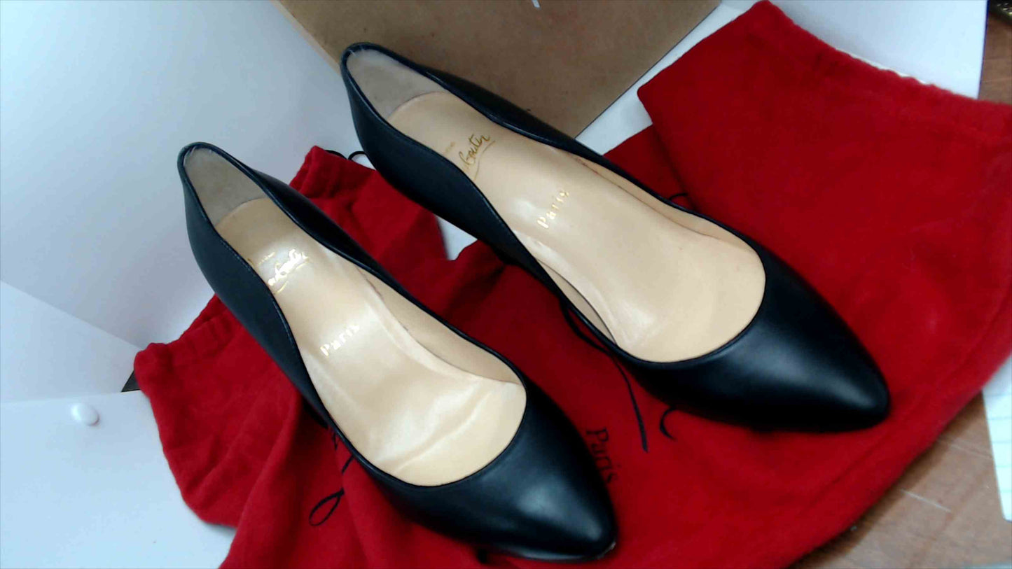 Christian Louboutin Black Leather Pumps Red Bottom Heels Size 38 EU (US 7.5)