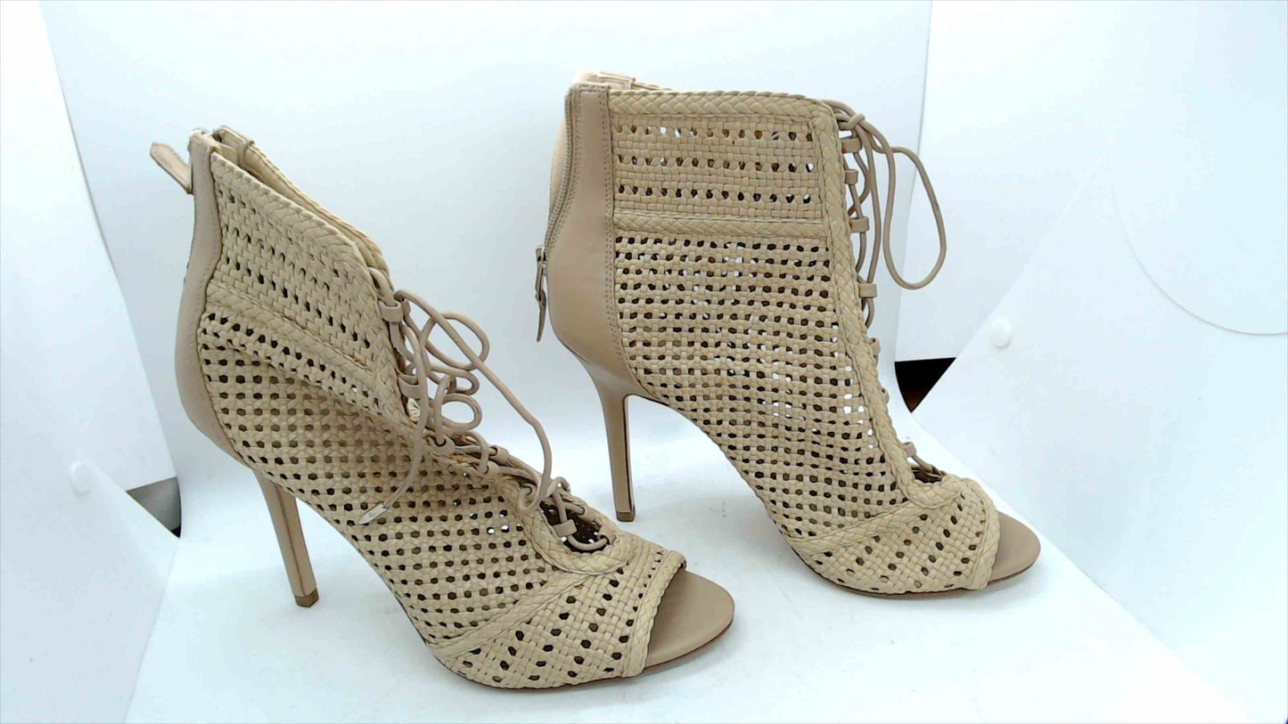 Sam Edelman Nude Woven Lace-Up Peep Toe Booties – Size 8.5 – Very Good Condition