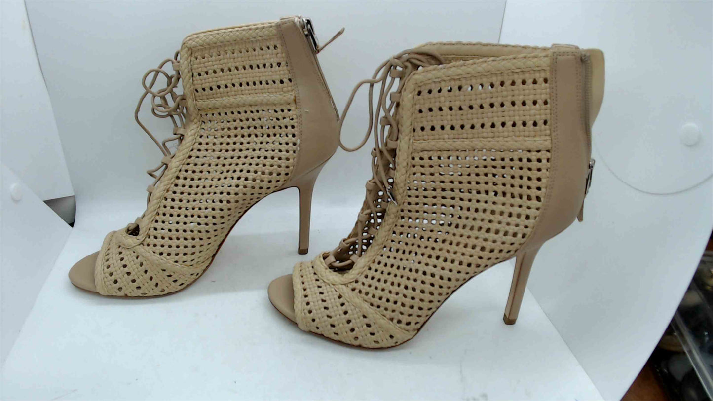 Sam Edelman Nude Woven Lace-Up Peep Toe Booties – Size 8.5 – Very Good Condition