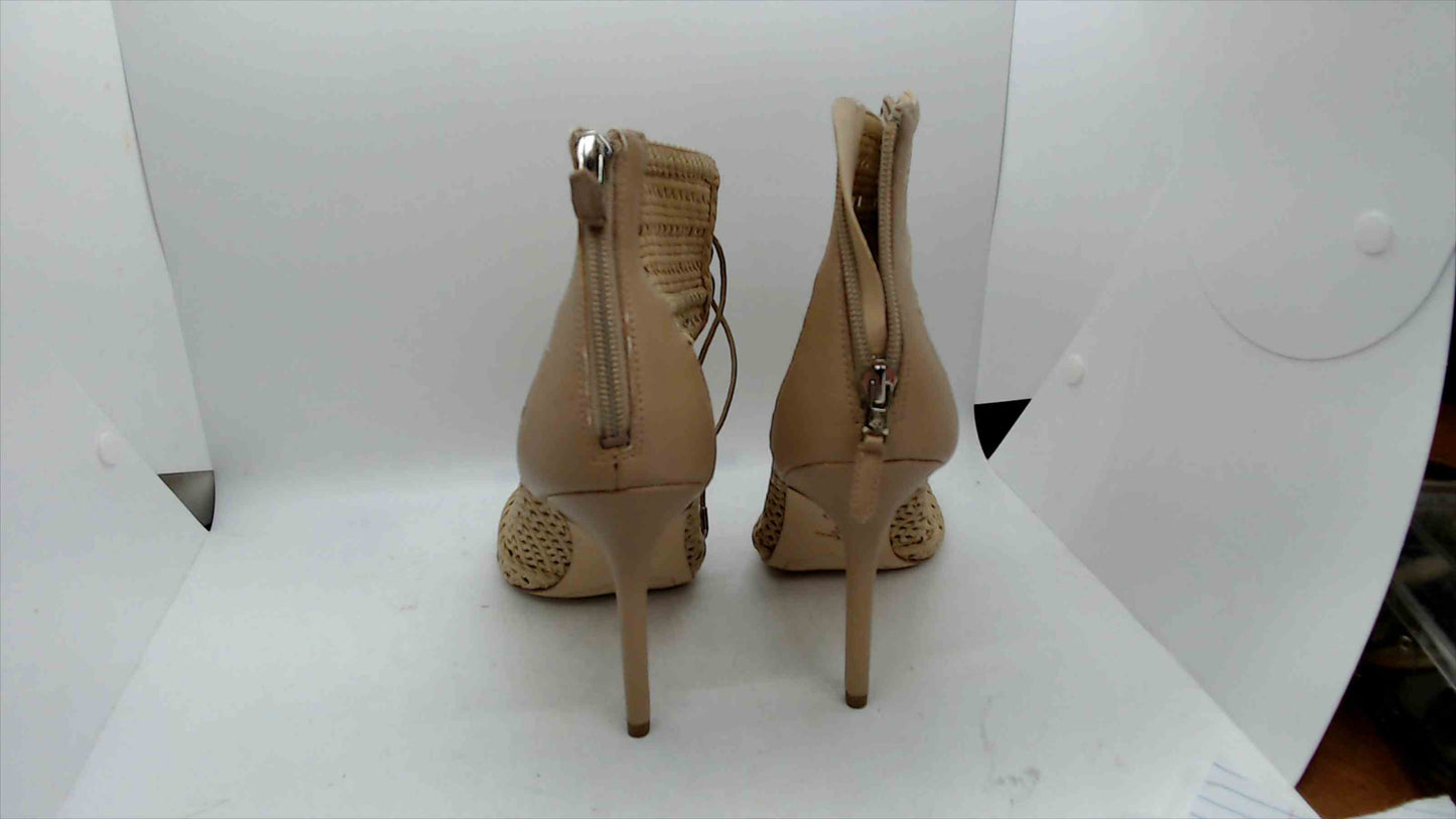 Sam Edelman Nude Woven Lace-Up Peep Toe Booties – Size 8.5 – Very Good Condition