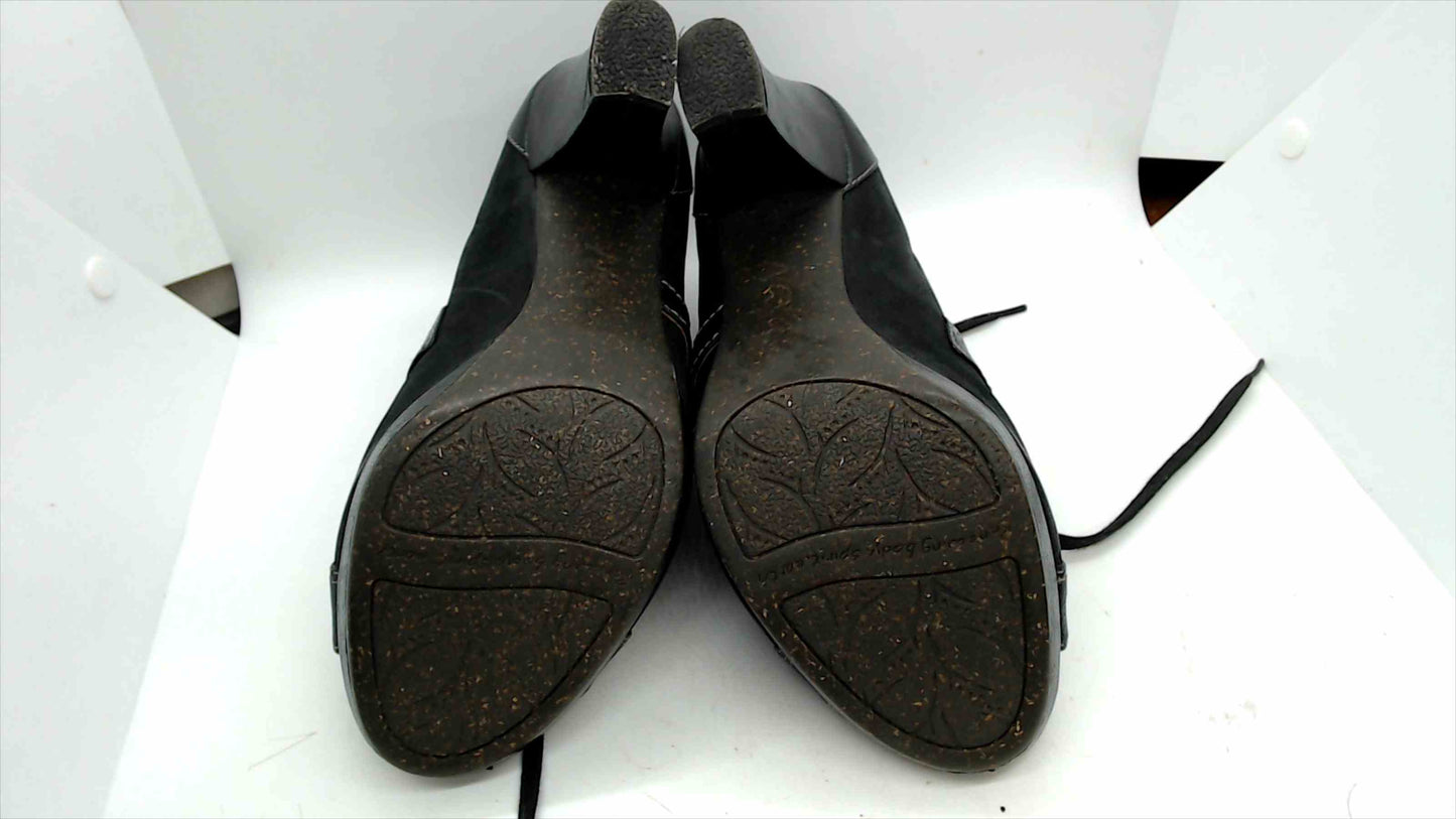 Naya Kasha Black Leather Peep Toe Lace-Up Heels – Size 9M