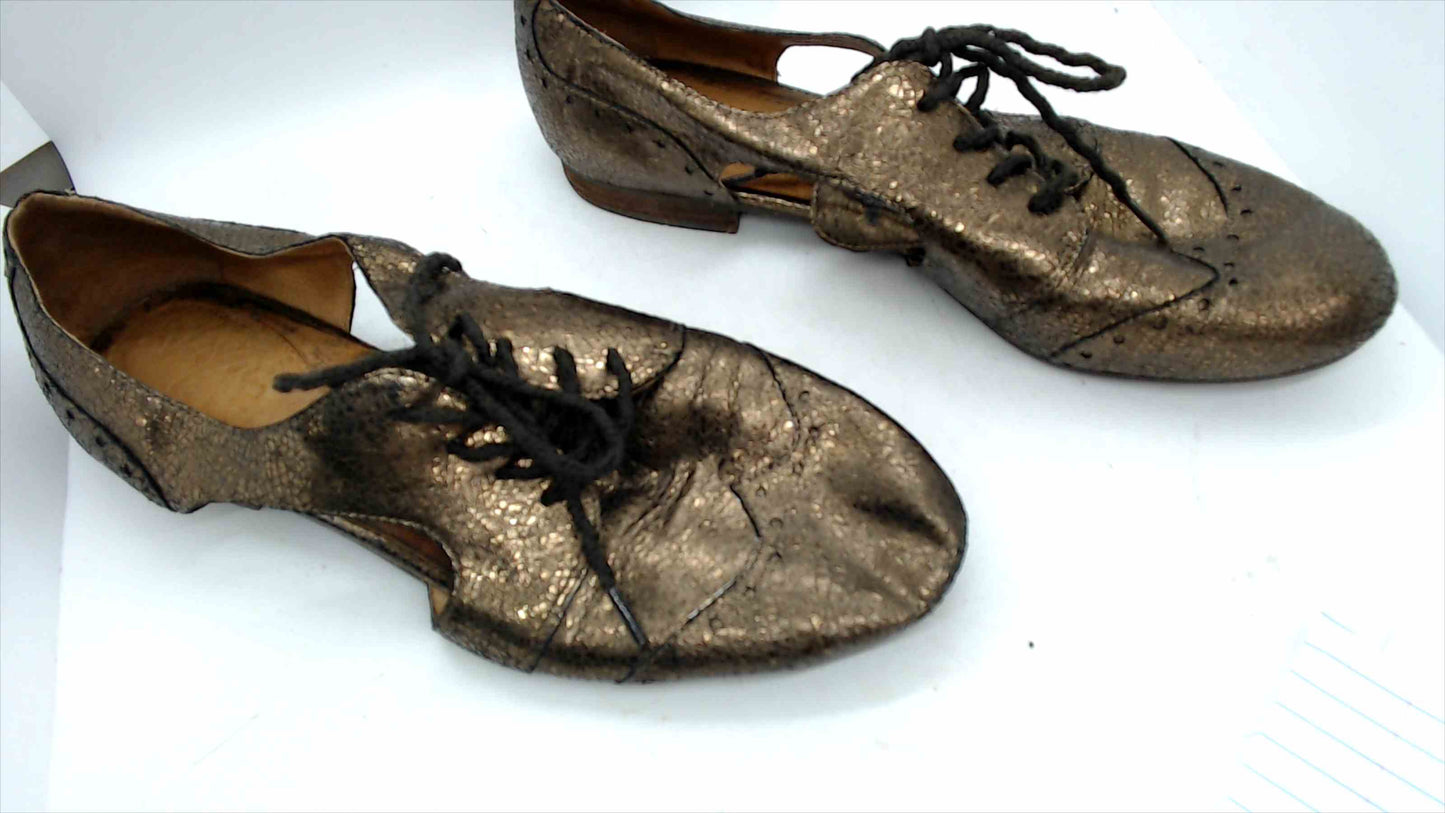 Naya Tahlia Bronze Metallic Leather Lace-Up Flats – Size 9M