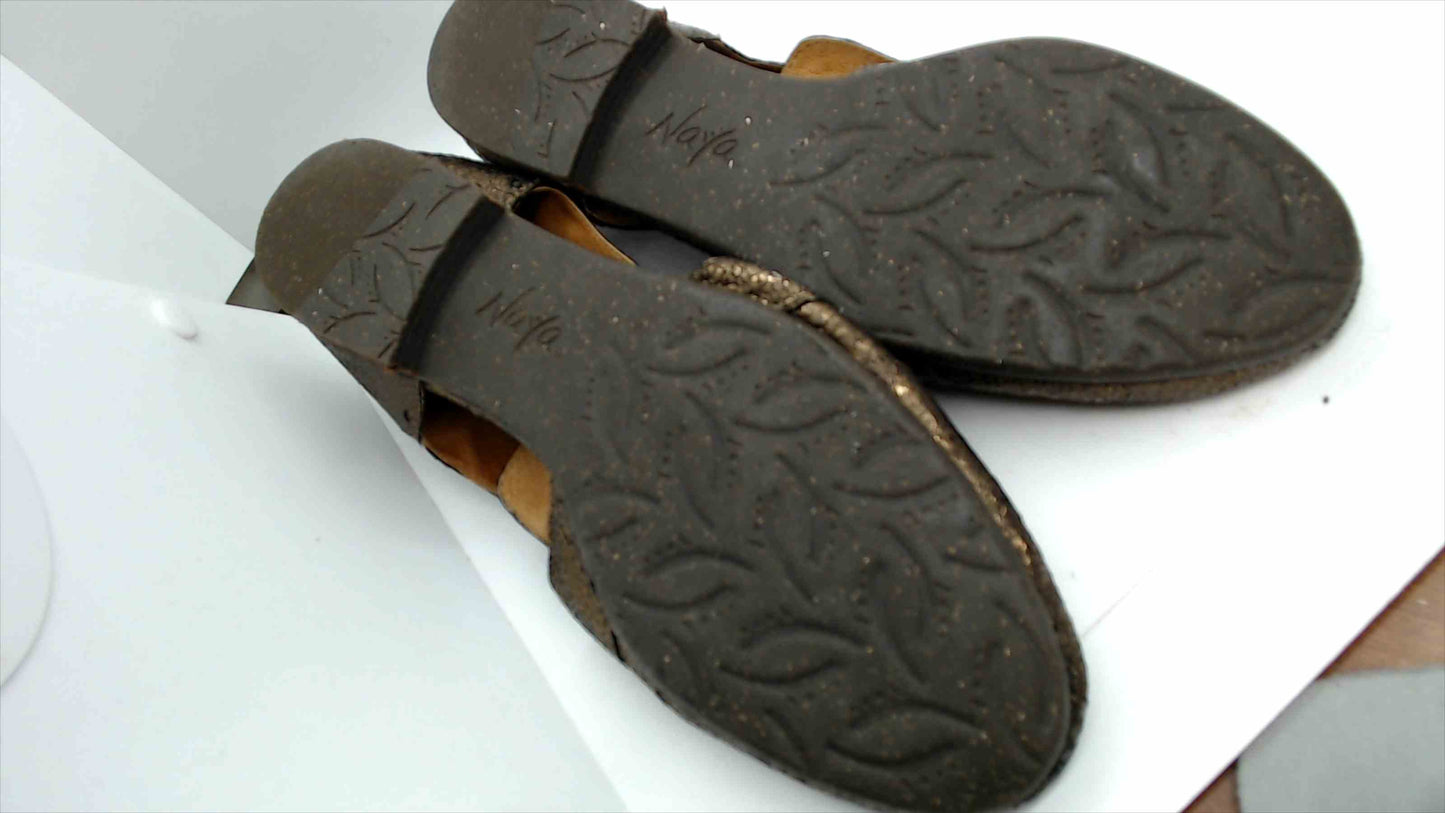 Naya Tahlia Bronze Metallic Leather Lace-Up Flats – Size 9M