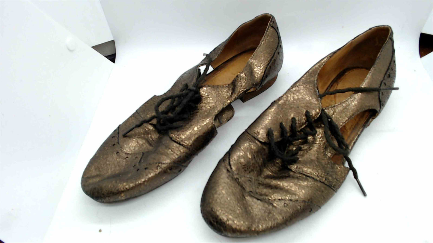 Naya Tahlia Bronze Metallic Leather Lace-Up Flats – Size 9M