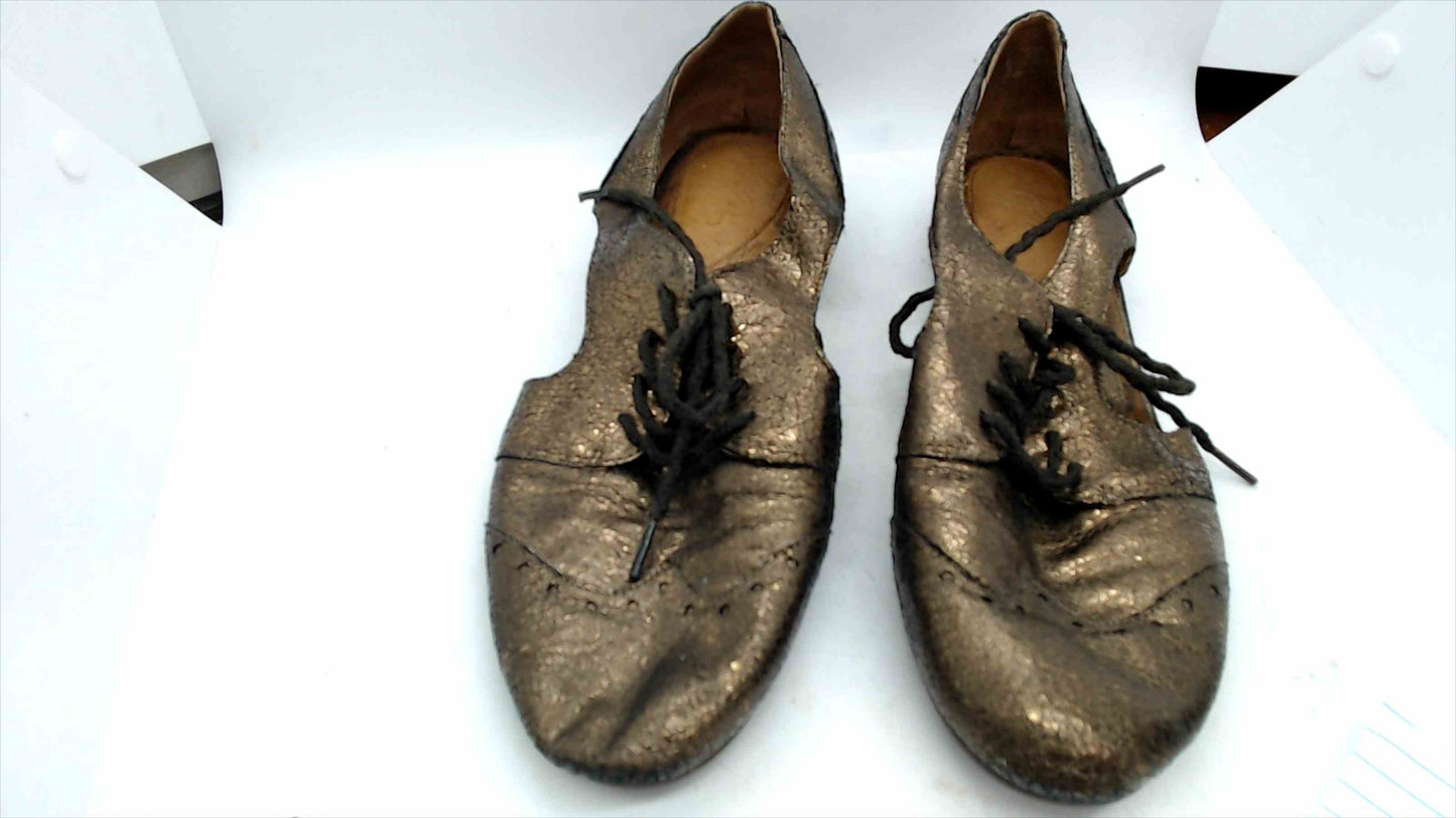 Naya Tahlia Bronze Metallic Leather Lace-Up Flats – Size 9M