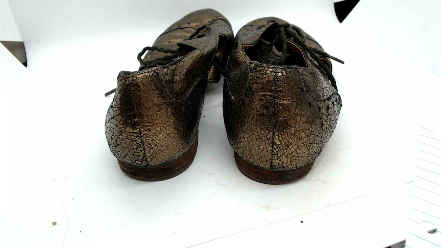 Naya Tahlia Bronze Metallic Leather Lace-Up Flats – Size 9M