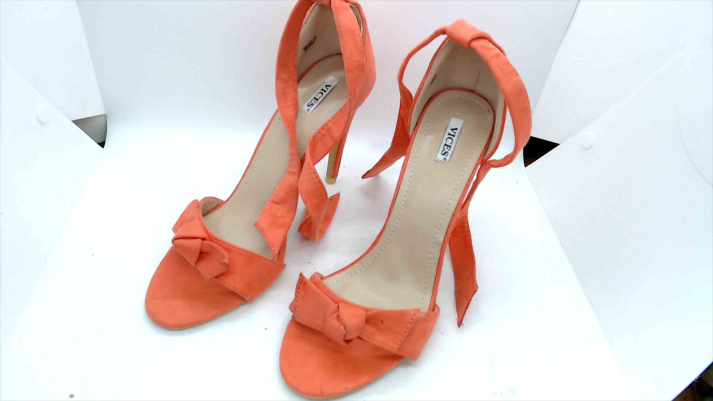 Vices Coral Bow Ankle Strap Heels – Size 40 – Suede Stiletto Sandals