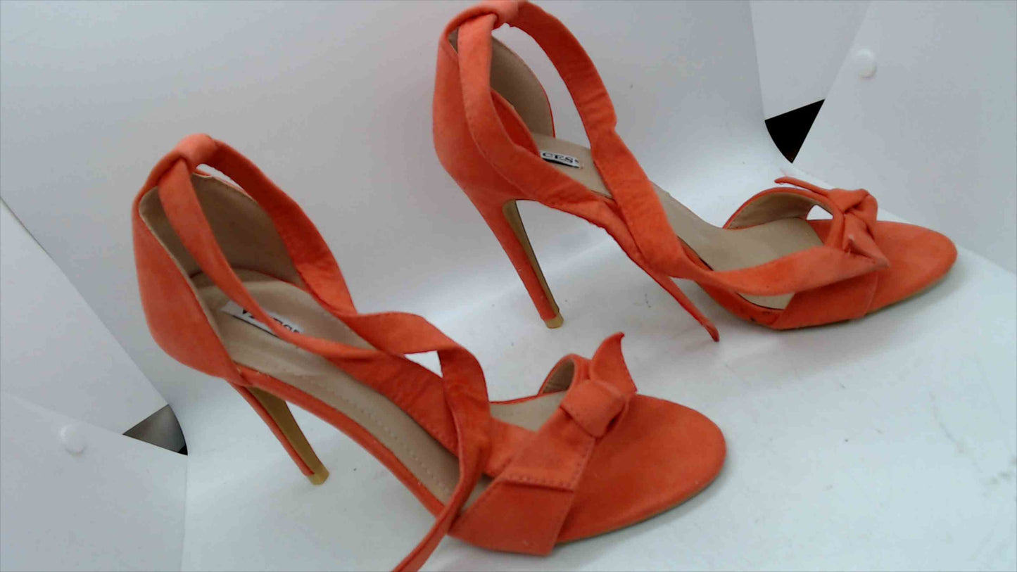 Vices Coral Bow Ankle Strap Heels – Size 40 – Suede Stiletto Sandals