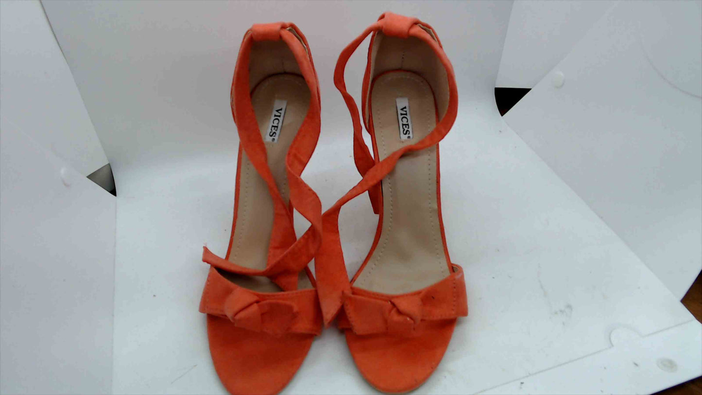 Vices Coral Bow Ankle Strap Heels – Size 40 – Suede Stiletto Sandals