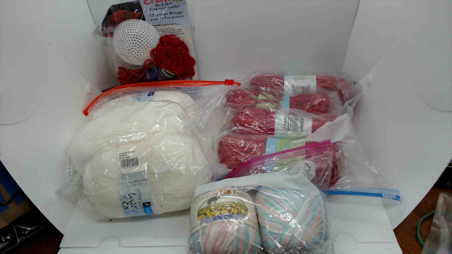 Mixed Yarn & Craft Lot – Baby Yarn, Raffia, Cotton Blend & Potpourri Holder Kit